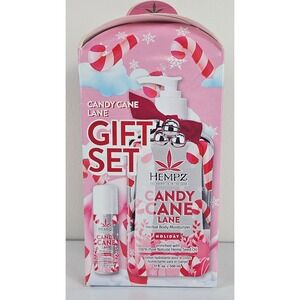 Hempz Candy Cane Lane Holiday Gift Set Herbal Body Moisturizer Lip Balm Duo